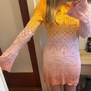 NBD Women's Long Sleeve Ombre Dress - Pink and Yellow